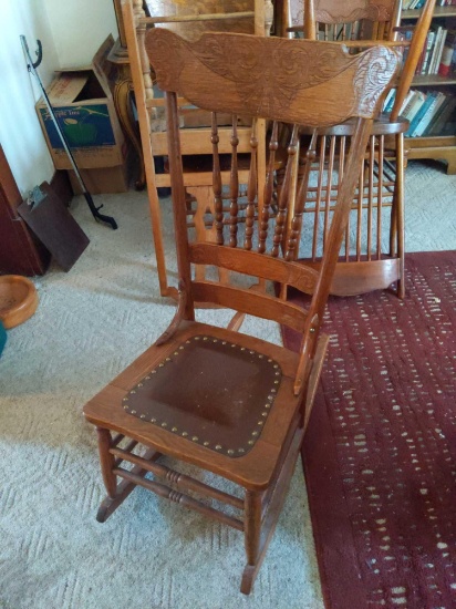 Leather Seat Rocking Chair