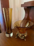 Amber Vase & Decorative Dish