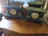 Pair of Vintage Lions Heads Mantle Clock - Untested