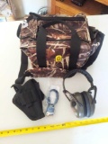 Camo Soft side field bag with Size 7 Pistol holster, Walkers Alpha Muffs, Gun Lock & Camo Suit