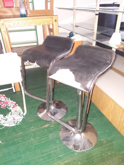 Chrome Adjustable Modern Stools - Reupholster?