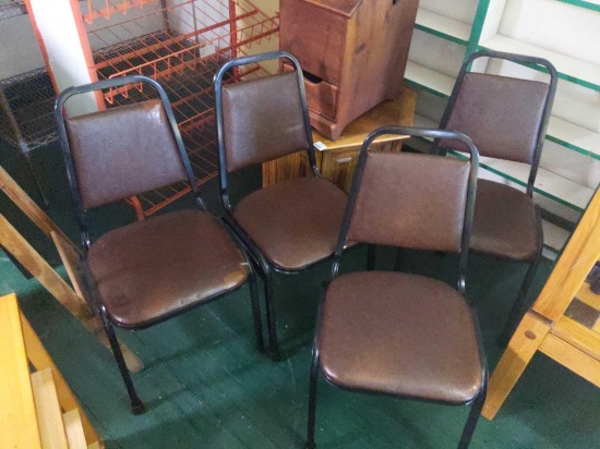 4 Stackable Sturdy Metal Frames Chairs