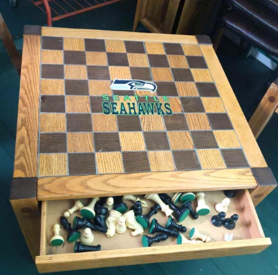 Conant-Ball-Seattle Seahawks Chess-Checkers Table 29"x29"x20"