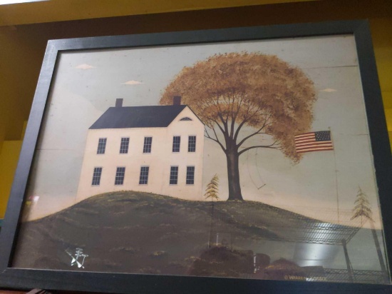 Warren Kimble House with Flag Print 31"x23"
