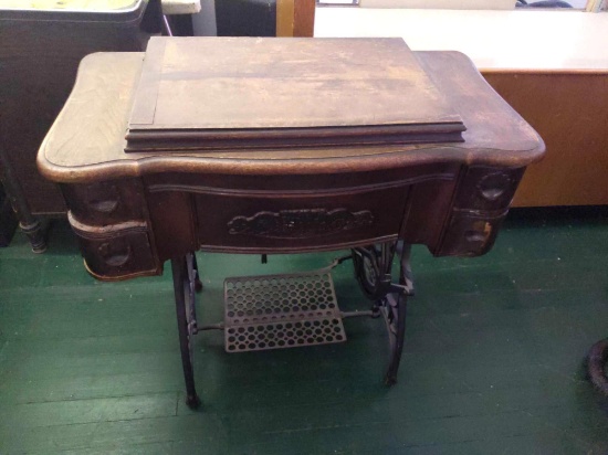 Vintage White Sewing Machine Cabinet