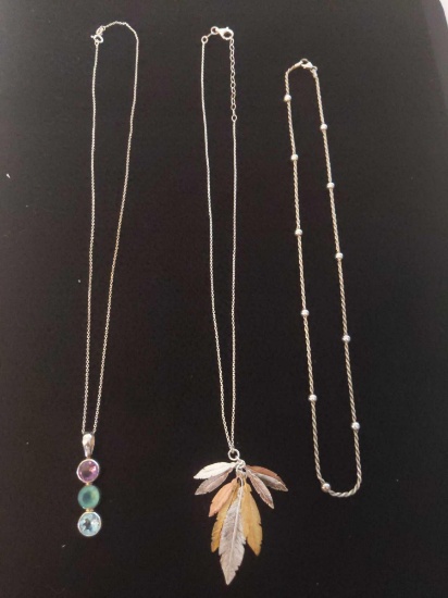 3 Necklace Lot - All Chains Marked .925 Italy