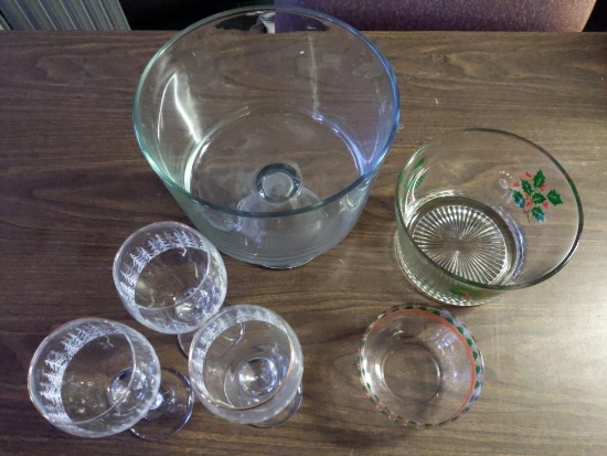 Holiday Stemware & Serving Pieces Lot