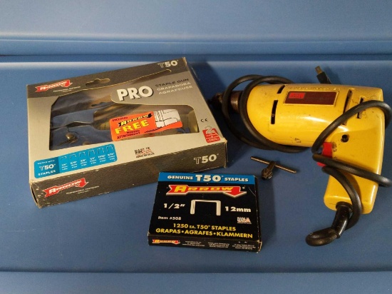 Arrow T50 Stapler & Shopmate 3/8" Electric Drill