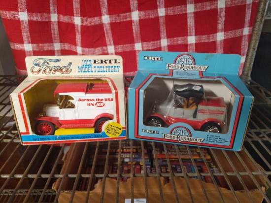 2 Ertl Ford Locking Coin Banks