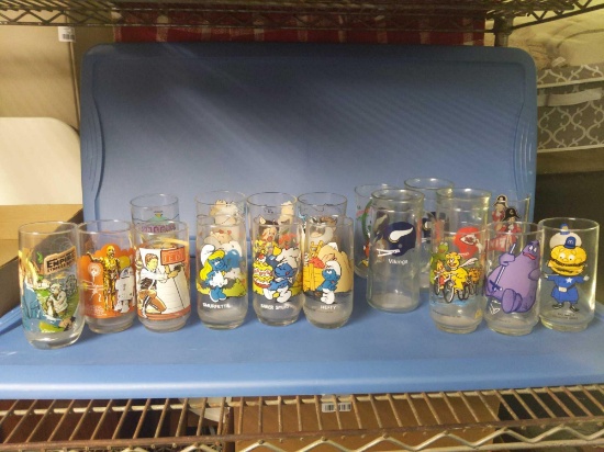 Cartoon & Football Glassware Lot