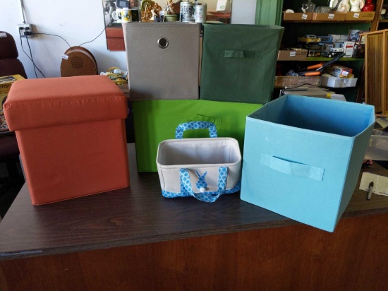 Fabric Box & Hider Ottoman Lot