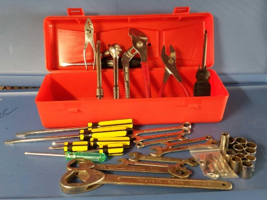 Red Tool Box with Tools