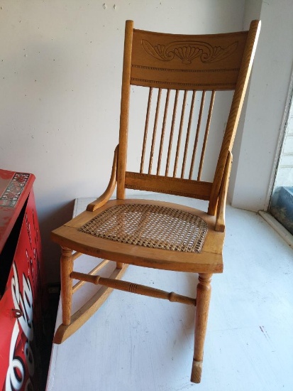 Vintage Rocking Chair w/ Wicker Seat
