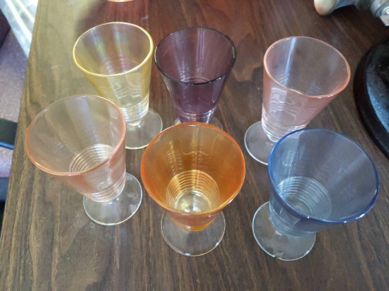 Vintage Multi colored Stem Glasses