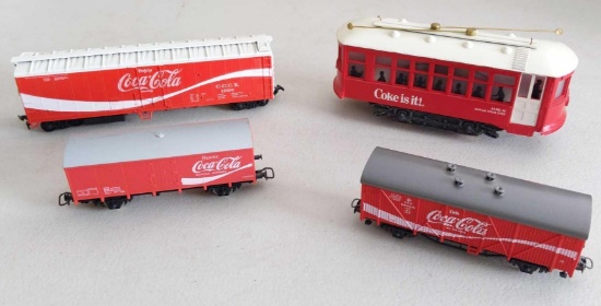 Coca-Cola Trolley Car, Jouef HO & 2 Unmarked Training Cars
