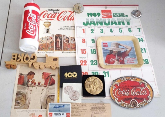Coca-Cola Variety Lot - 100 yr Medallion, Tray, Calendar & More