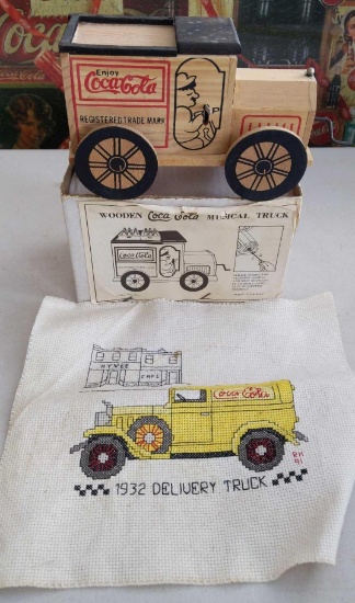 Wooden Coca-Cola Music Truck & Needle Point Truck