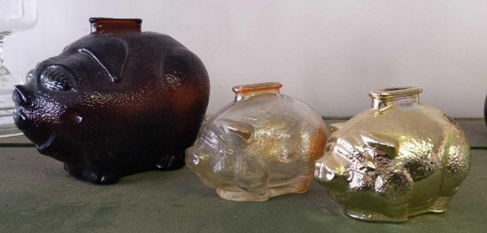 Glass Piggy Bank Lot (3)