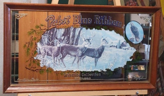 Pabst Blue Ribbon 1991 Whitetails 28"x15" Mirrored Picture - 4th in a Series