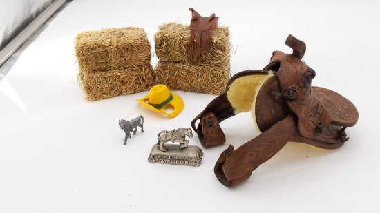 Pewter Clydesdale, Saddles Straw Bale Lot
