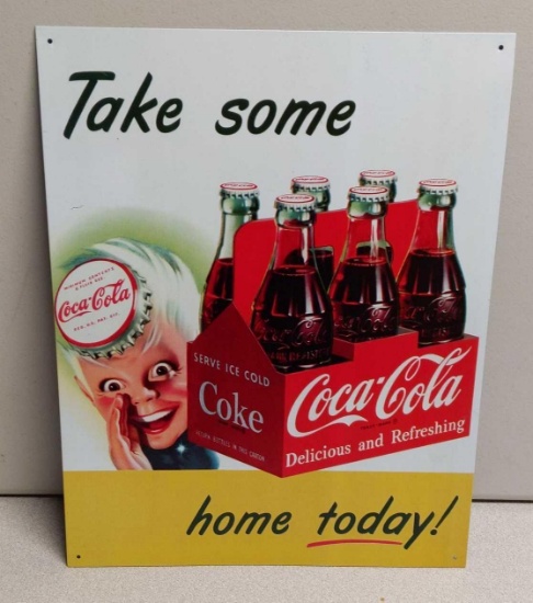 Coke Sprite Boy 6 Pack Coca-Cola 12.5"x16" Tin Sign