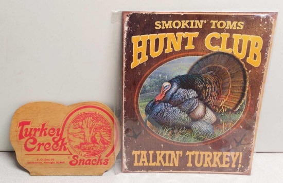 Turkey Sign Lot Smokin' Toms Hunt Club 12.5"x16"