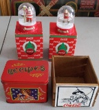 Coca-Cola Snow Globes, Recipe Box & Square Box Lot