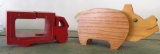 Pair of Wood Coin Banks - Truck & Pig
