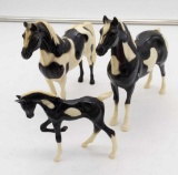 Vintage Black & White Horse Family - Plastic Unmarked