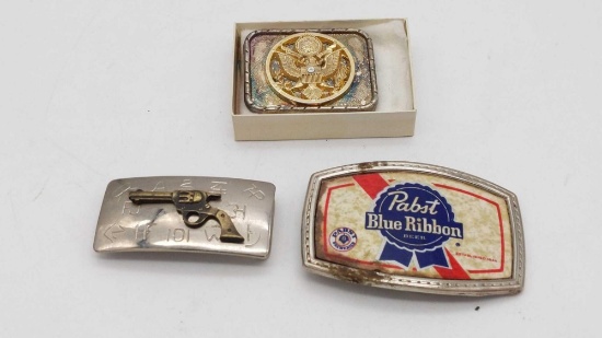 Belt Buckle Lot- US, Pabst & Pistol