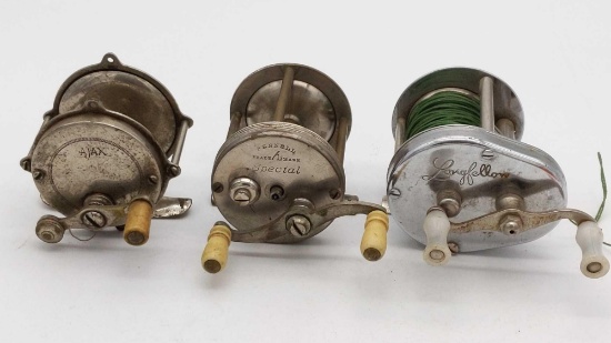 Ajax, Pennell & Longfellow Open Face Fishing Reels Lot