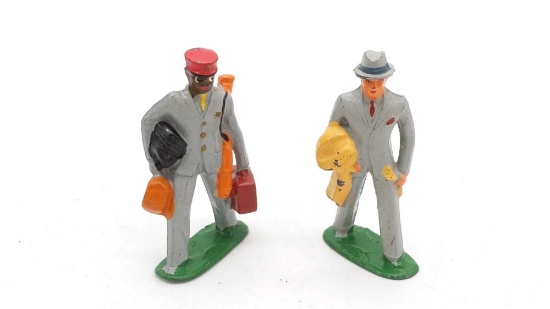 Cast Metal Figures - Black Americana Porter & Traveler Unmarked