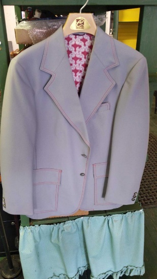 Grey & Red Montgomery Ward Polyester Leisure Jacket Size?