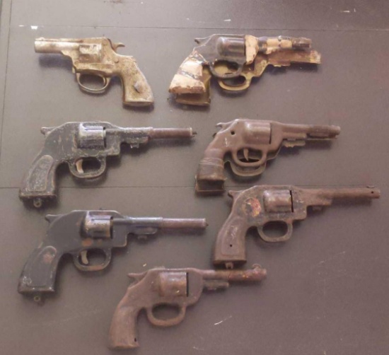 Vintage Toy Tin Revolvers Lot - Make No Sound