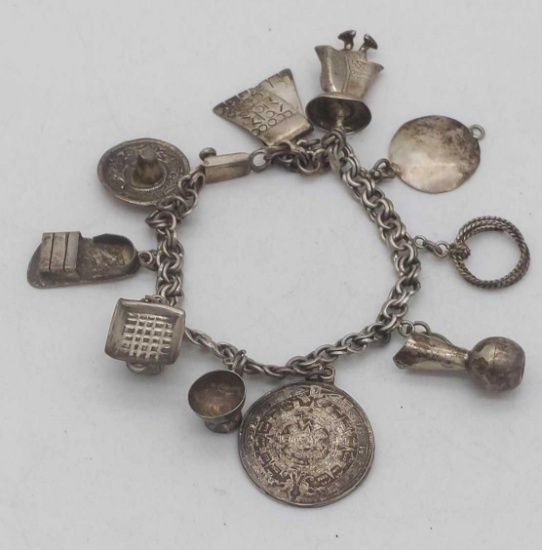 Sterling Charm Bracelet - A Few Charms Marked Sterling 1.28 oz