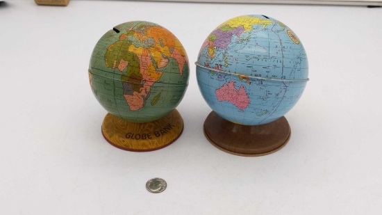 Tin Globe Banks - Pair