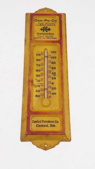 Cen-Pe-Co Ad Thermometer - Central Petroleum Co, Cleveland, OH 13"