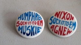 Humphrey/Muskie Nixon Agnew Sock-it-to-em Buttons