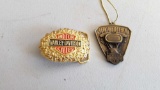 Harley-Davidson solid brass belt buckle and shovelhead ornament