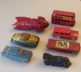 Dinkey Toys, Midge Vehicles, Tin Police Car & Metal Rocket Ship Lot
