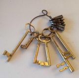 Brass Keys with smaller Vintage Keys on Wire
