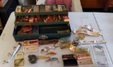 Vintage Tackle Box w/Lures, Reel & Gear Lot