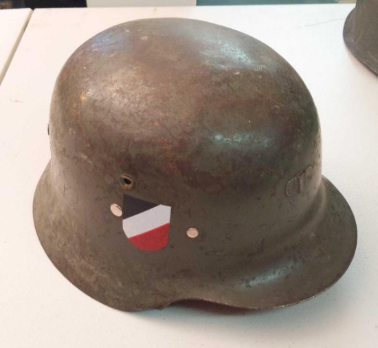 WWII Era German Helmet w/Modern Stickers