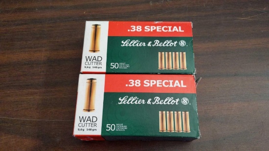 Lellier & Bellot 100 Rounds .38 Special Wad Cutter 9.6g 148gr