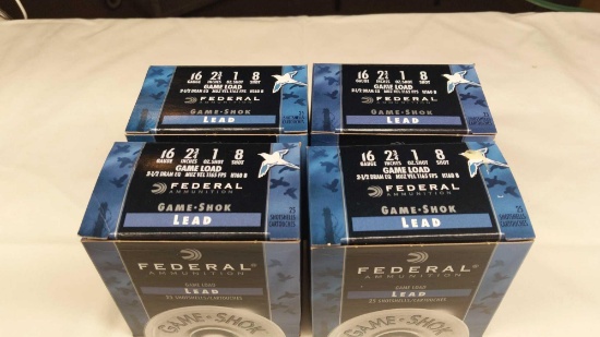 Federal 100 Rounds 16 Ga 2-3/4" 1oz 8 Shot Lead Game Shok