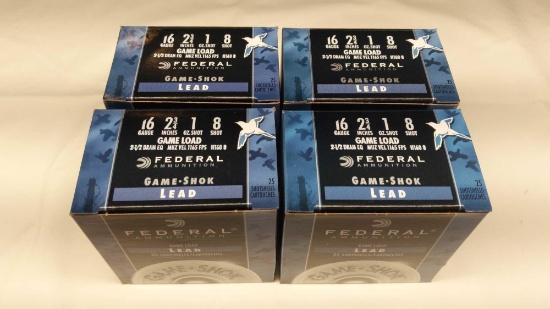Federal 100 Rounds 16 Ga 2-3/4" 1oz 8 Shot Lead Game Shok