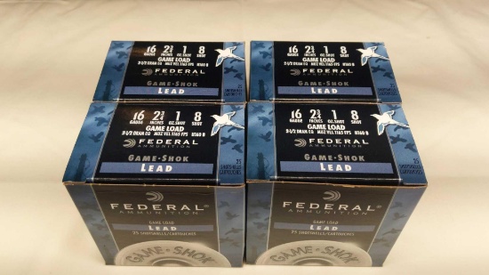 Federal 100 Rounds 16 Ga 2-3/4" 1oz 8 Shot Lead Game Shok