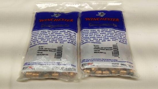 Winchester 38/357 125 GR JHP-Notched Component Bullet - 200 ct