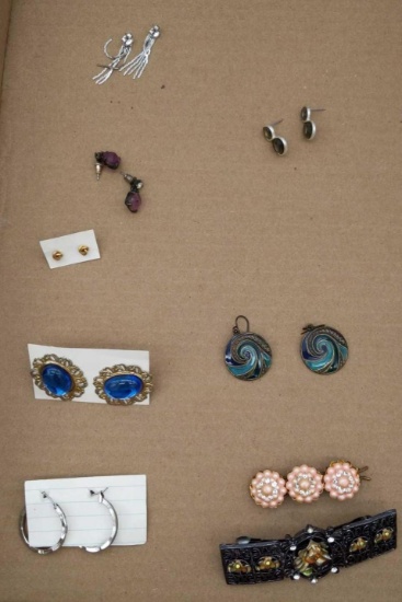 Pierced Earrings, 2 Barrettes Lot