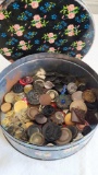 Vintage Large Buttons in Tin